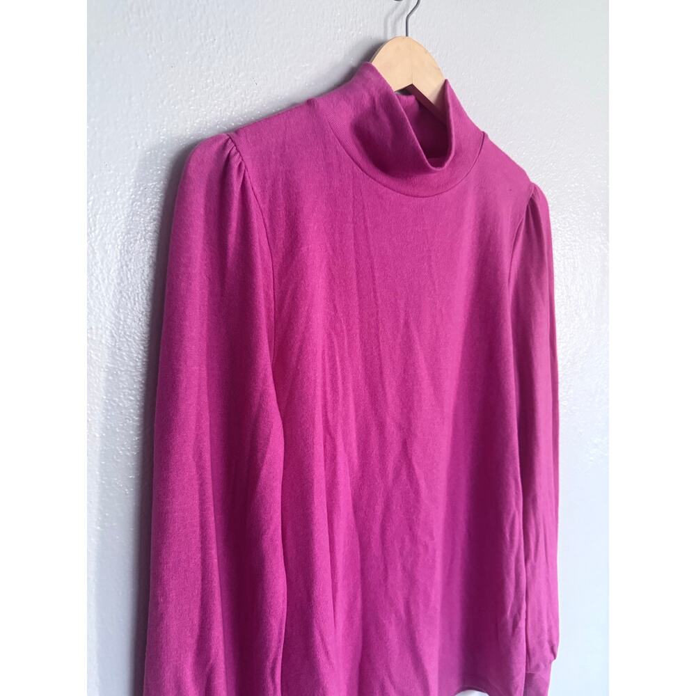 new J CREW hot fuchsia pink supercozy balloon sleeve mock neck knit top - Picture 7 of 7